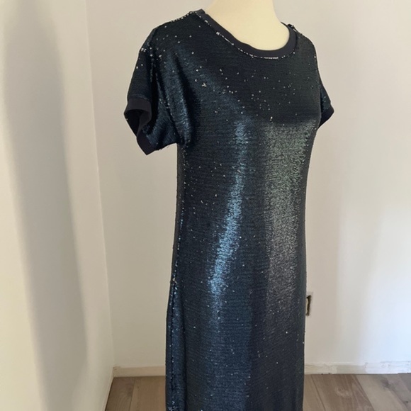ANTHRO Moulinette Soeurs Interstella Blue Sequin Midi Shift Dress size XS - Picture 9 of 10